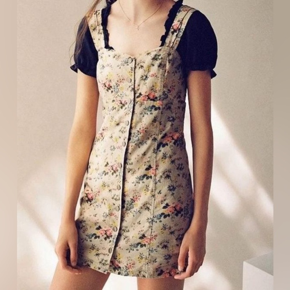 Laura Ashley x Urban Outfitters OU Denim 90s Style Mini Snap Front Dress